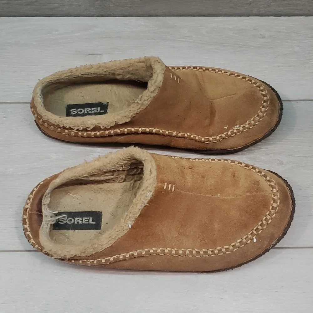 Sorel Mens Falcone Ridge II  Leather Slip on slippers shoes sz 8